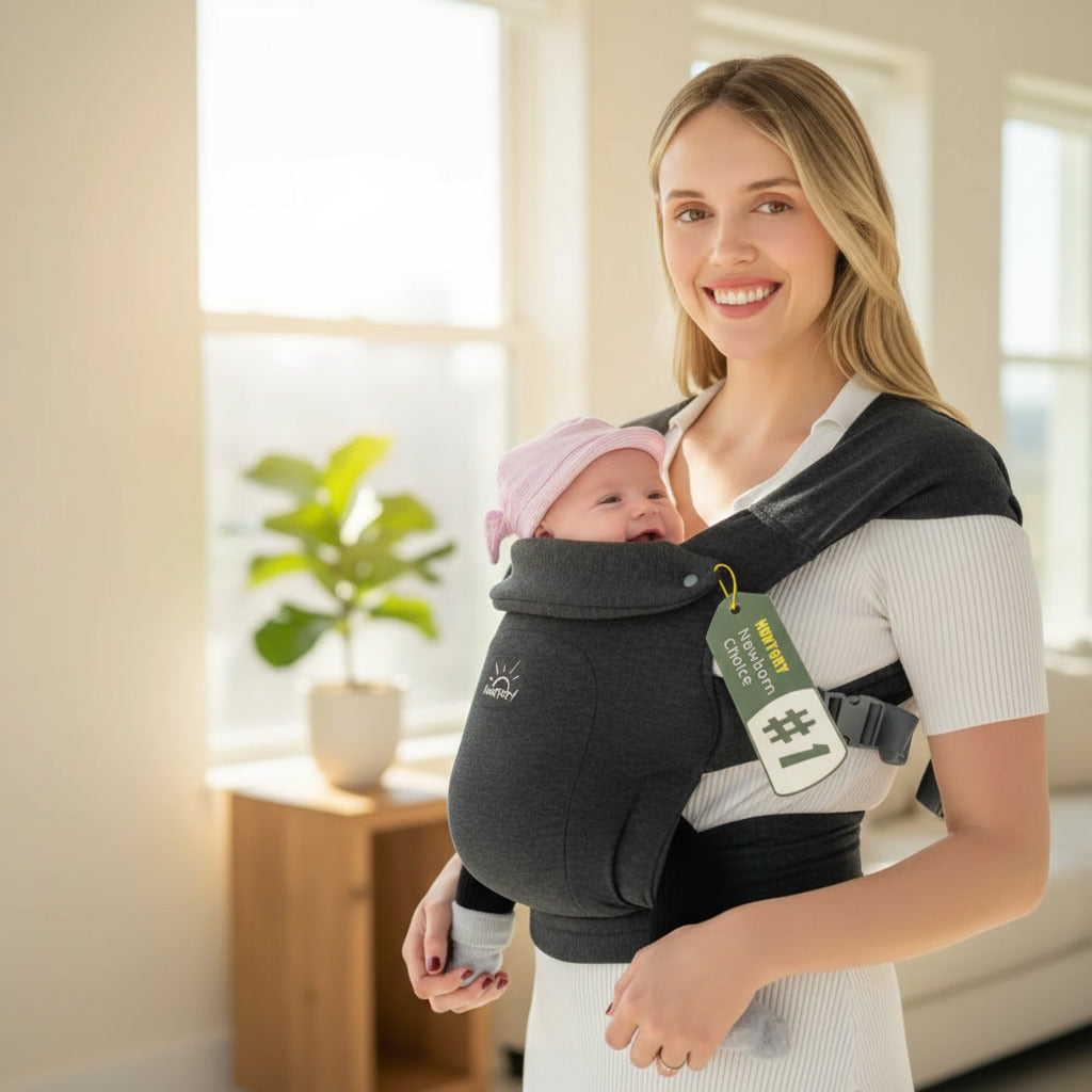 MOMTORY ergonomic baby carrier with head support newborn to toddler ASTM certified USA