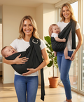 Baby ring sling carrier 2-in-1 nursing cover soft cotton ASTM certified newborn hands-free USA