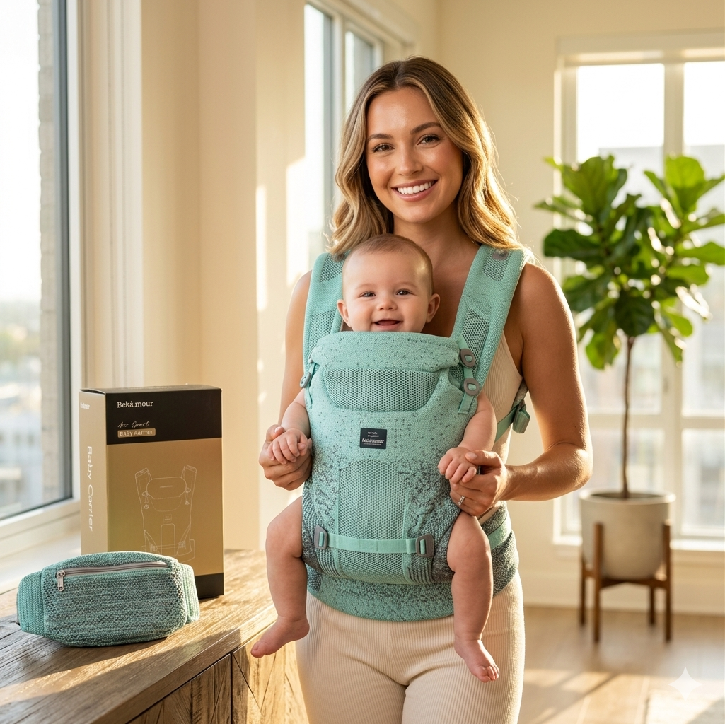 Bebamour stretch knit 3-in-1 baby carrier breathable soft ASTM certified comes in gift box