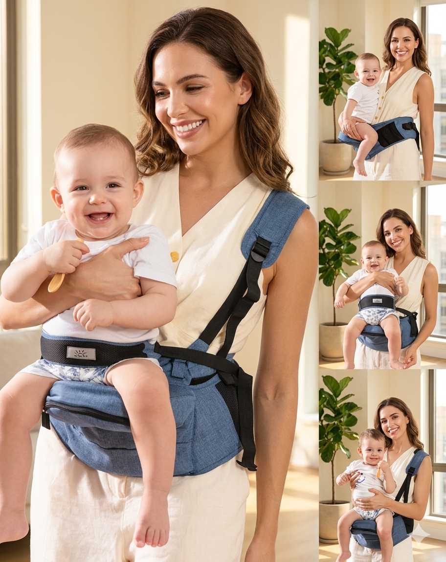 MOMTORY 4-in-1 baby carrier memory foam hip seat ergonomic ASTM certified USA