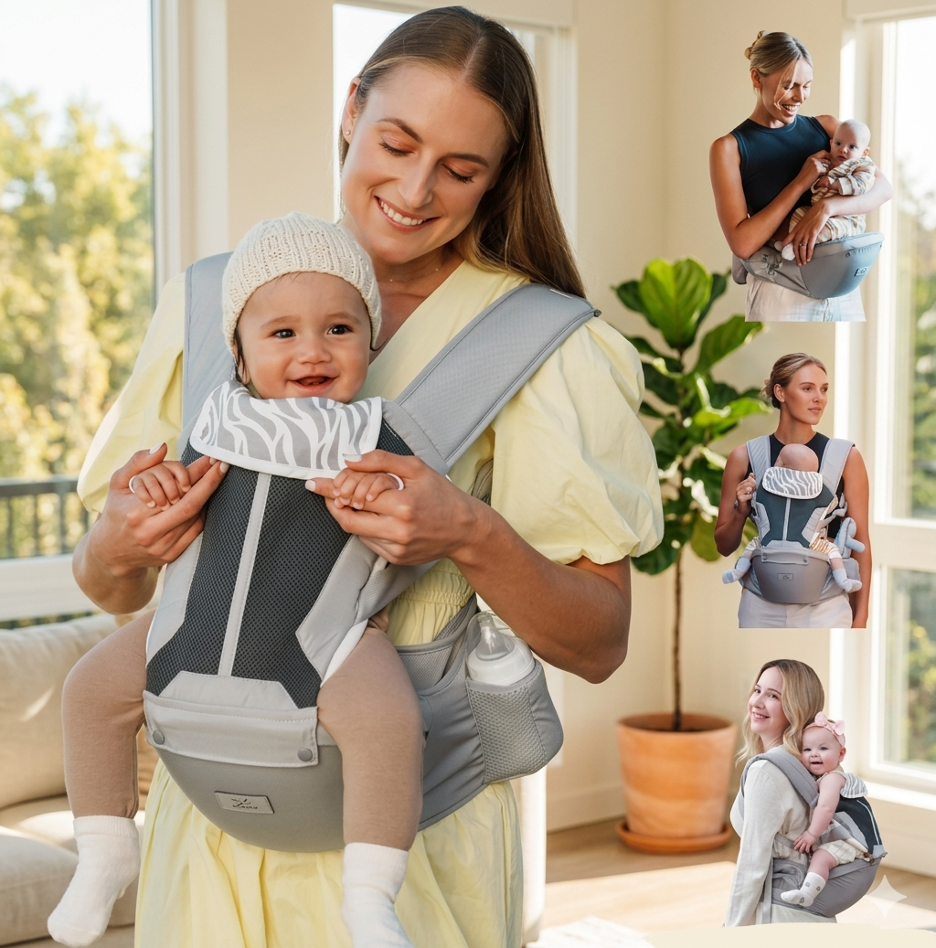 MOMTORY 6-in-1 ergonomic baby carrier with hip seat safety certified newborn to toddler USA