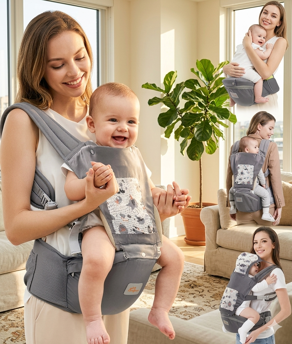 Mumgaroo all-in-1 baby carrier with removable hood and safety belt all seasons ASTM certified
